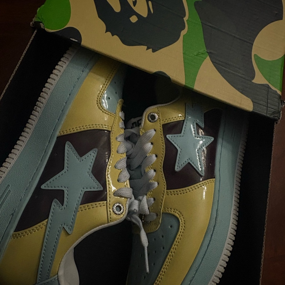 Bape Yellow and Blue Star Sneakers
